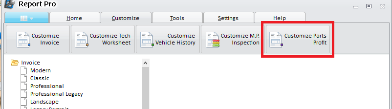 Report Pro - Custom Parts Profit Report